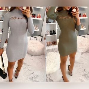 *NWT❗️Olive Green Mock Turtleneck Long Sleeve Bodycon Dress